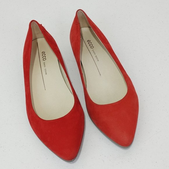 ECCO Shape Pointy Ballerina Women's Red Nubuck Leather Comfort Flats Si… - Picture 6 of 10